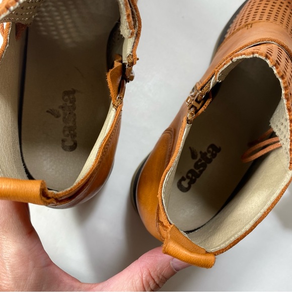 Casta Ravva Camel Brown Perforated Leather Ankle Boots EU 40 (US 9-10) - Picture 9 of 16